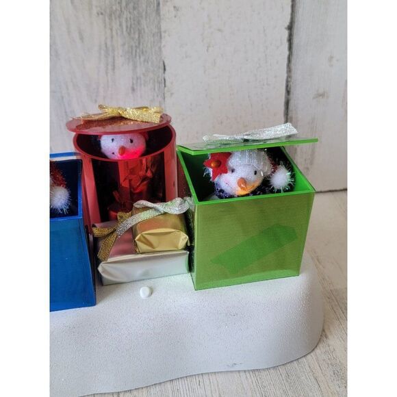 Musical light up snowman Trio Carol sing Xmas snow decor - Picture 6 of 10